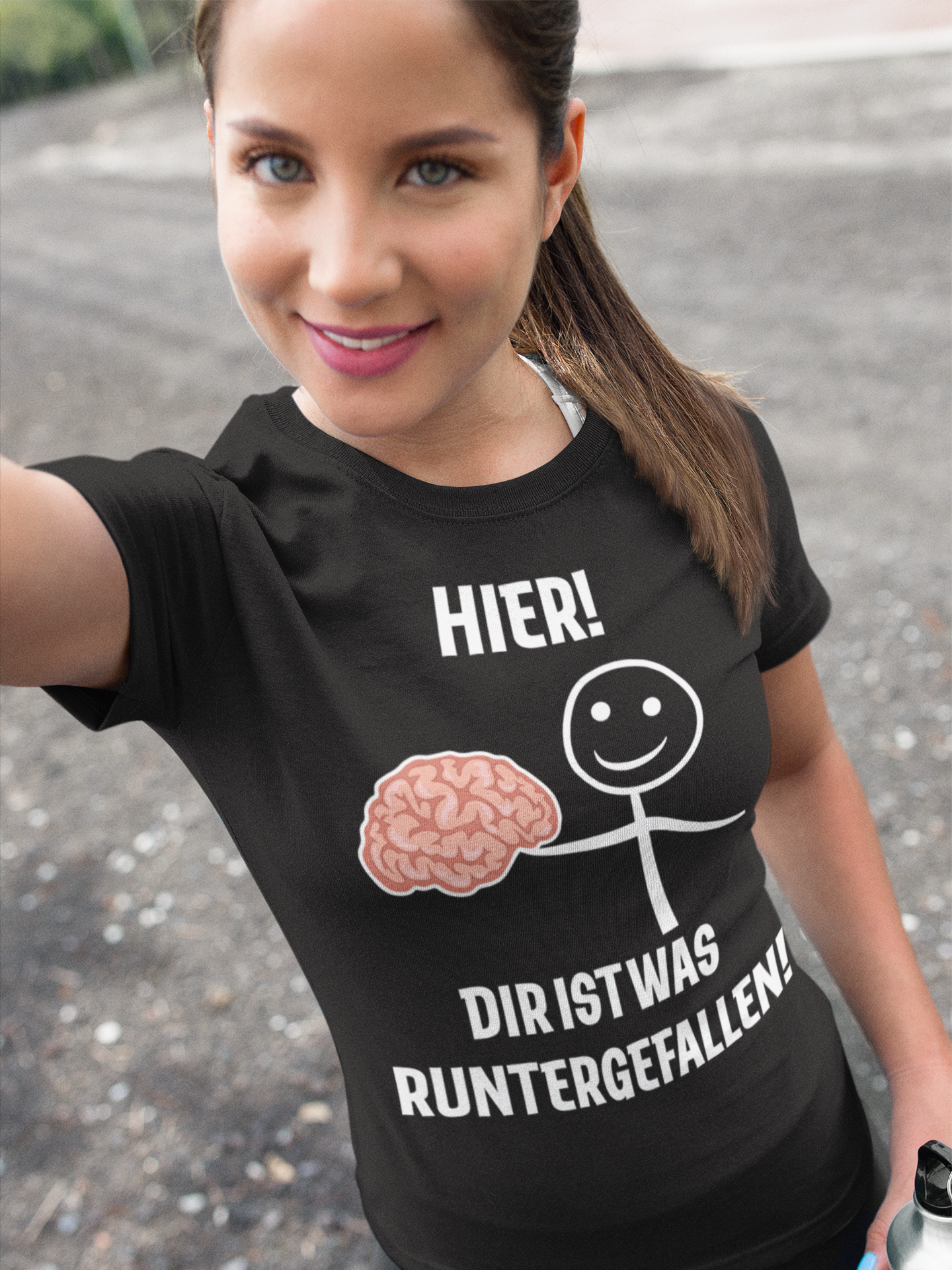 Hier! Dir ist was runtergefallen! - Damen Premium Bio T-Shirt Schwarz