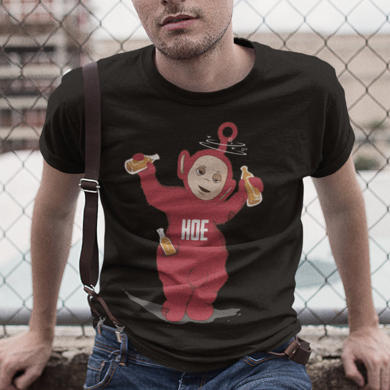 Hoe Shirt mit Teletubbie Po – Lustiges Suff Parodie T-Shirt für Männer mit Humor