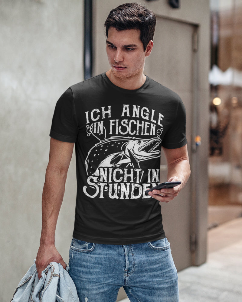 Ich angle in Fischen nicht in Stunden Shirt – Lustiges Angler T-Shirt Männer