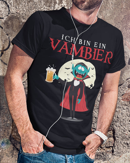 Herren Shirt Ich bin ein Vambier lustiger Vampir Bier Spruch Halloween Party