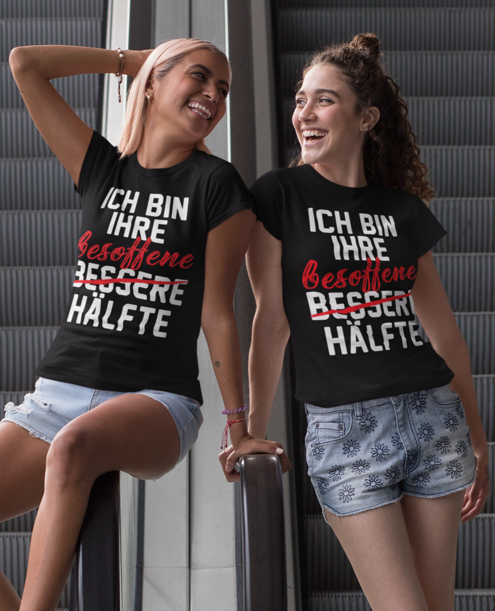 Ich bin ihre bessere besoffene Hälfte - Damen Premium Bio T-Shirt Schwarz