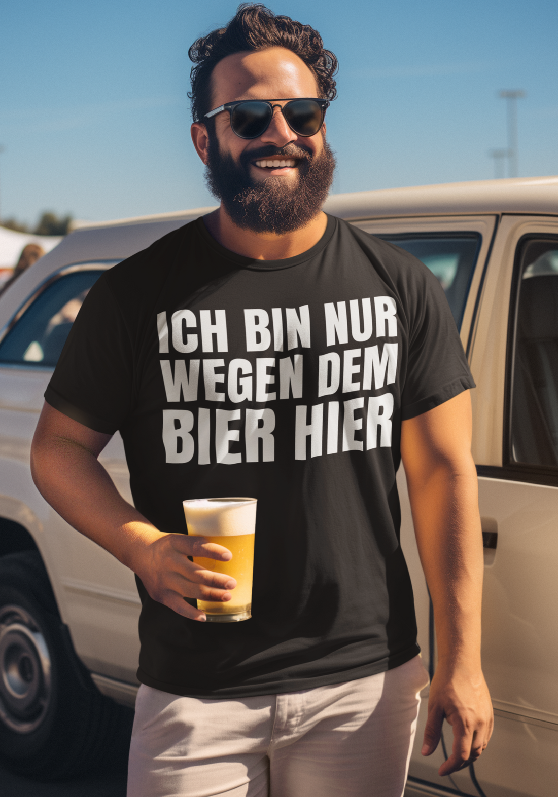 Ich bin nur wegen dem Bier hier - Herren Premium Bio T-Shirt