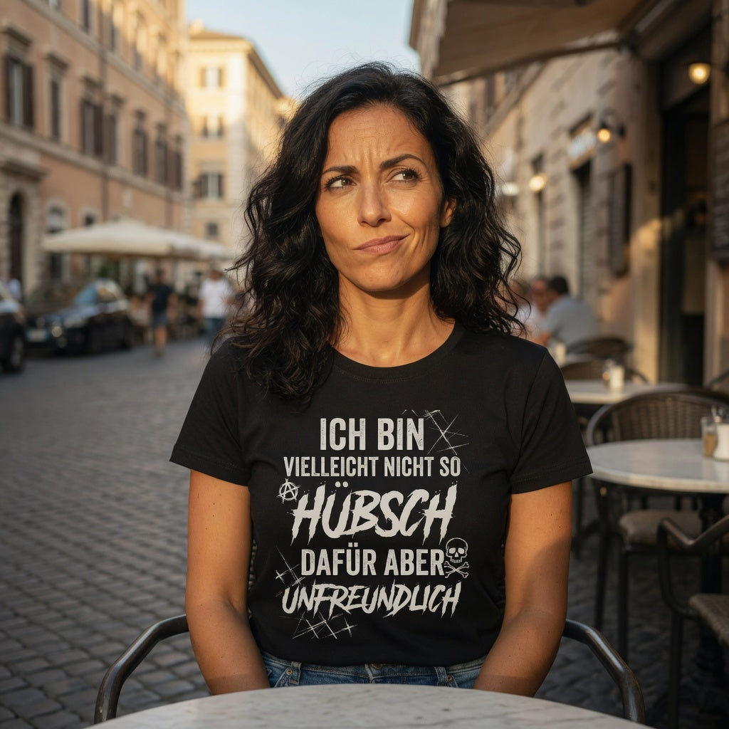 Ich bin vielleicht nicht so hübsch dafür aber unfreundlich - Damen Premium Bio T-Shirt