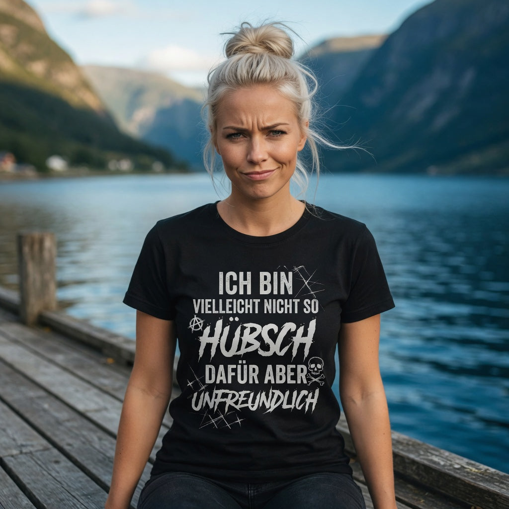 Ich bin vielleicht nicht so hübsch dafür aber unfreundlich - Damen Premium Bio T-Shirt