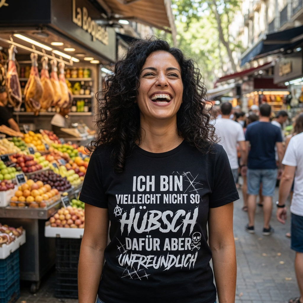 Ich bin vielleicht nicht so hübsch dafür aber unfreundlich - Damen Premium Bio T-Shirt
