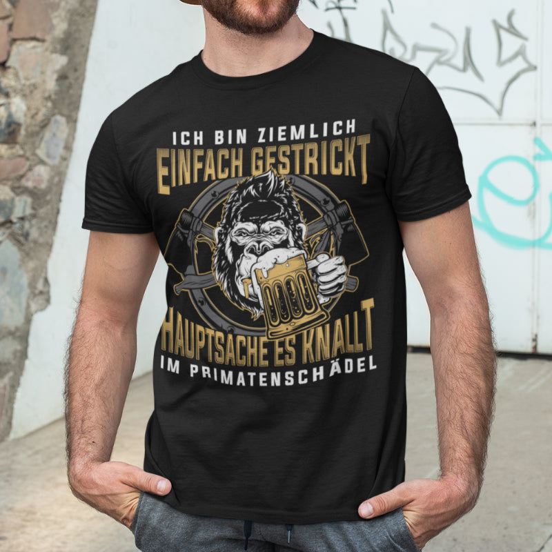 Lustiges Männer Shirt Gorilla Einfach gestrickt Bier Spruch Party Geschenk