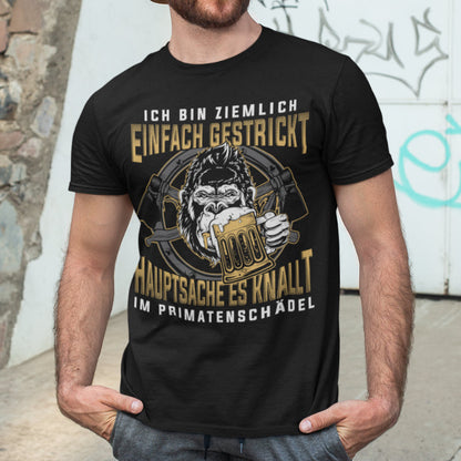 Lustiges Männer Shirt Gorilla Einfach gestrickt Bier Spruch Party Geschenk