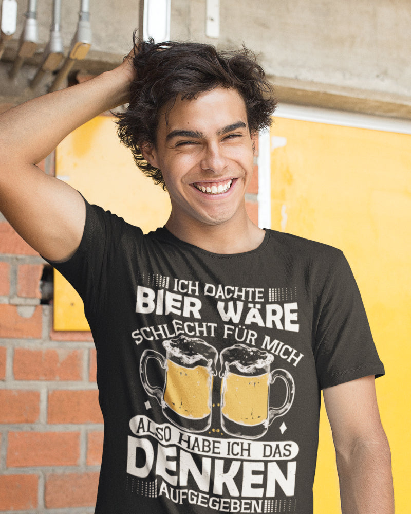 Herren Bio T-Shirt Bier Spruch Ich dachte Bier wäre schlecht für mich T-Shirt