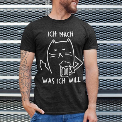 Ich mach was ich will Shirt Männer – Freches Katermotiv mit Bier &amp; Mittelfinger