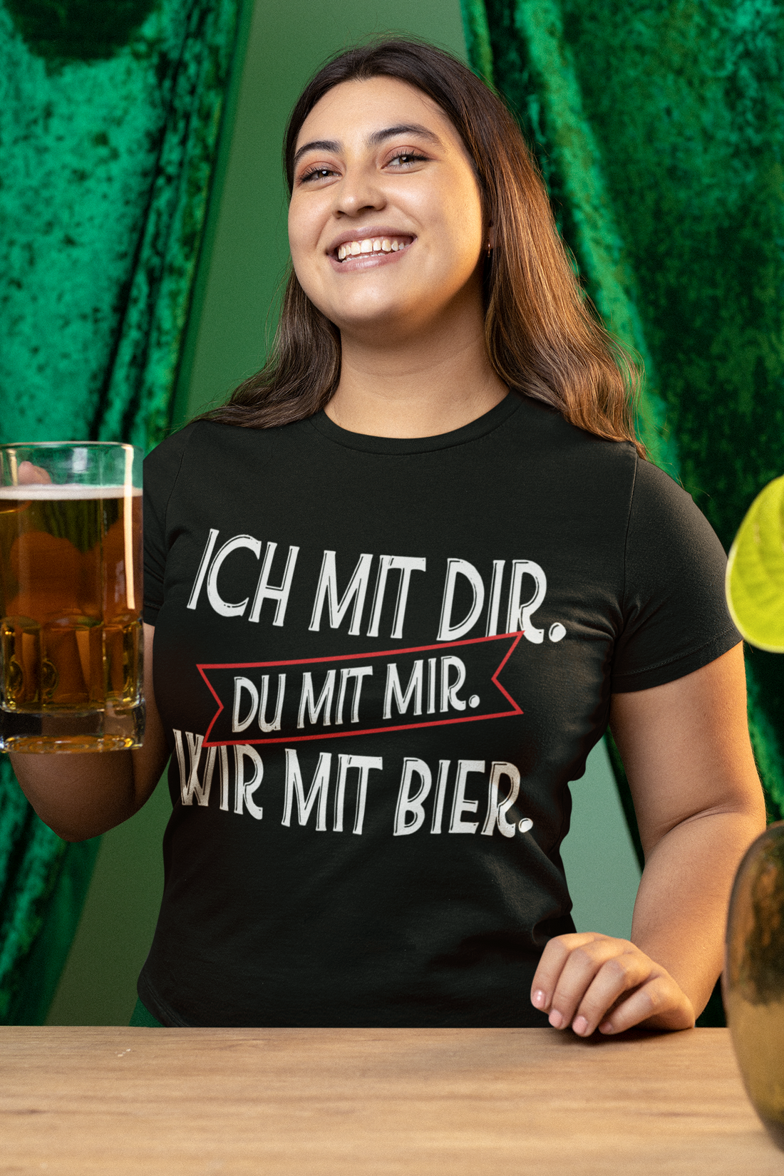 Ich mit dir. Du mit mir. Wir mit Bier. - Damen Premium Bio T-Shirt Schwarz