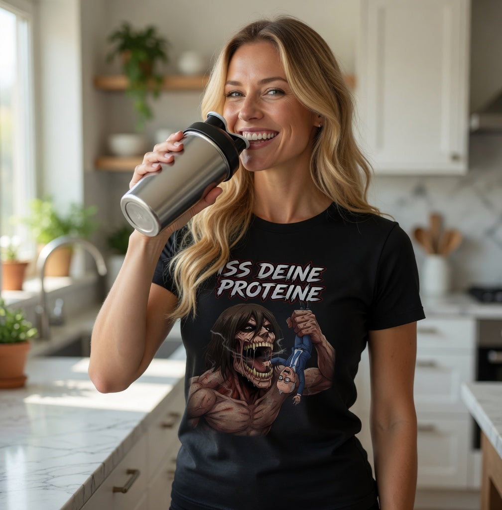 Iss deine Proteine Attack on Titan Merz - Damen T-Shirt