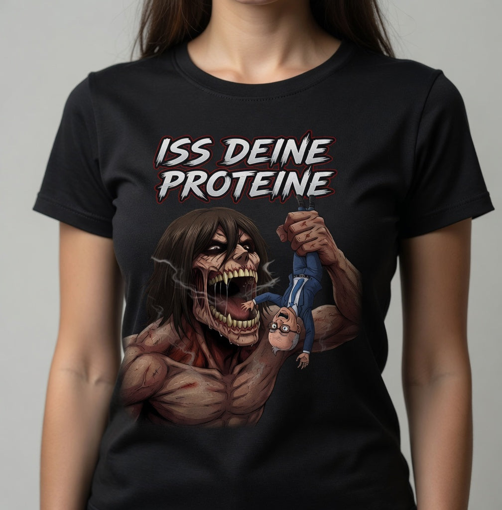 Iss deine Proteine Attack on Titan Merz - Damen T-Shirt