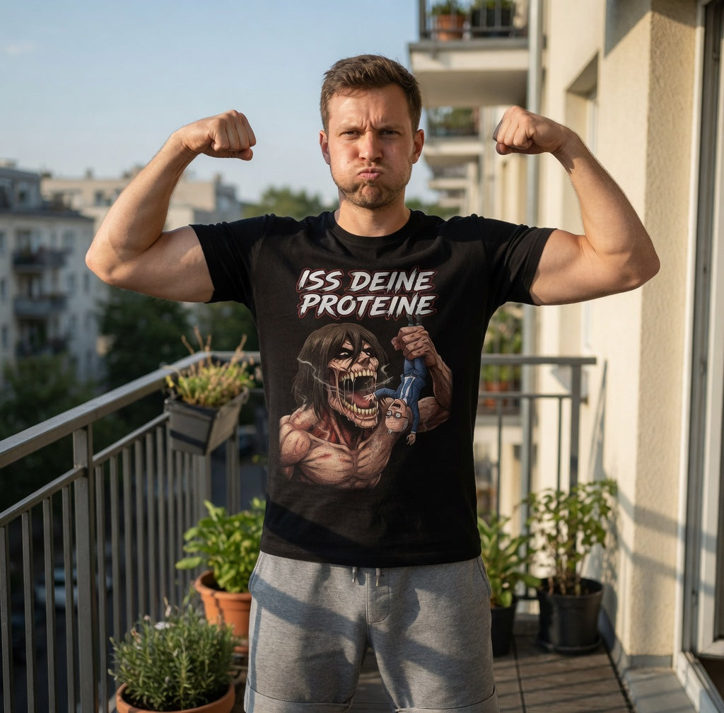 Iss deine Proteine Attack on Titan Merz - Herren T-Shirt