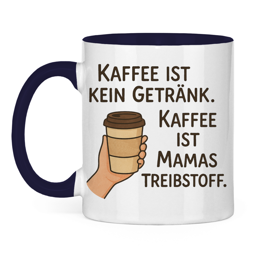 Kaffee ist Mamas Treibstoff - Tasse zweifarbig Navy