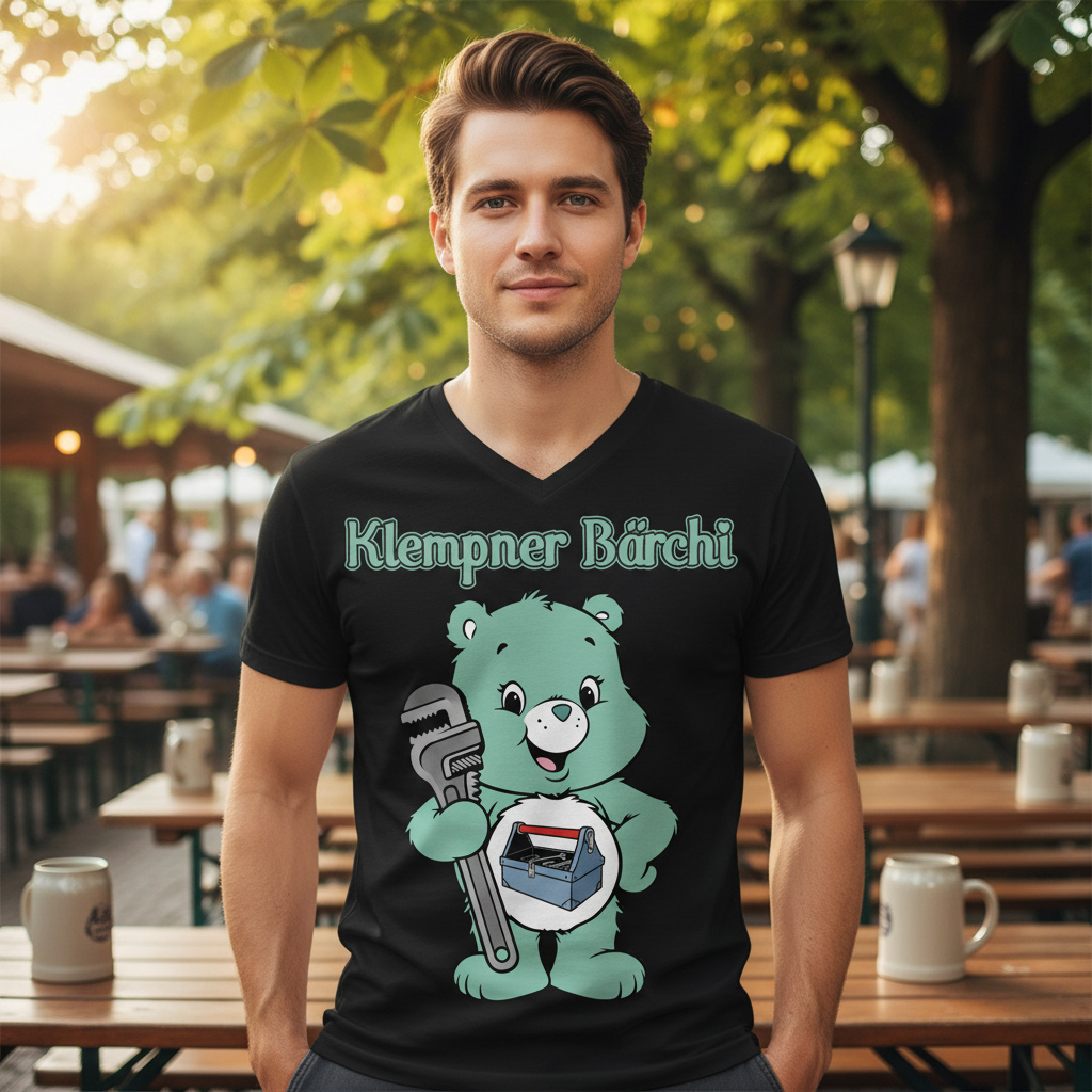 Klempner Bärchi - Glücksbärchi - Herren V-Neck T-Shirt