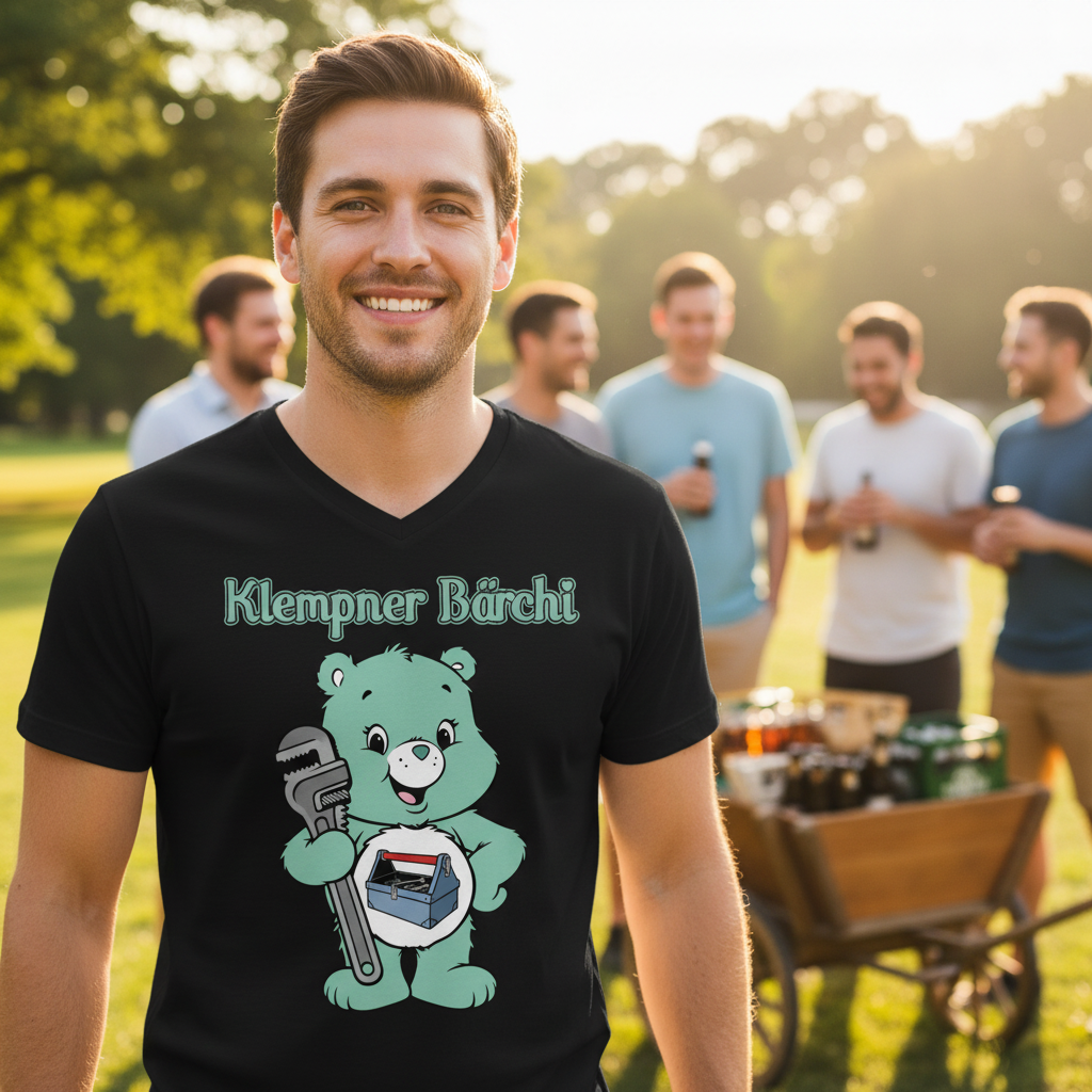 Klempner Bärchi - Glücksbärchi - Herren V-Neck T-Shirt