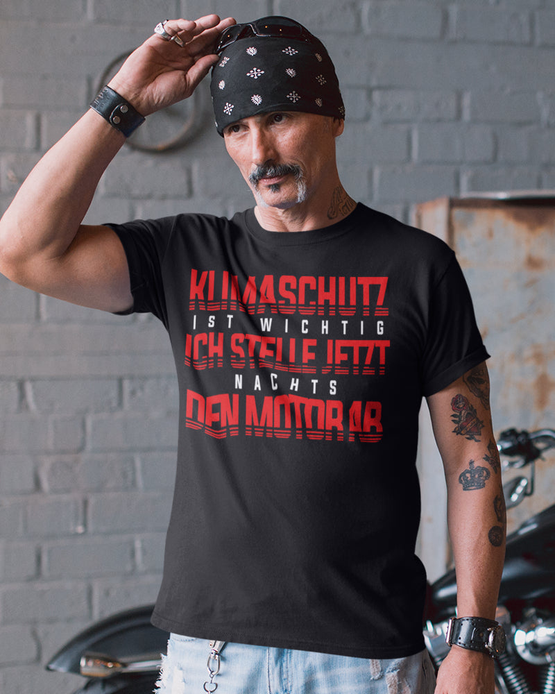 Klimaschutz Shirt Männer – Ich stelle nachts den Motor ab ironisches Autoshirt