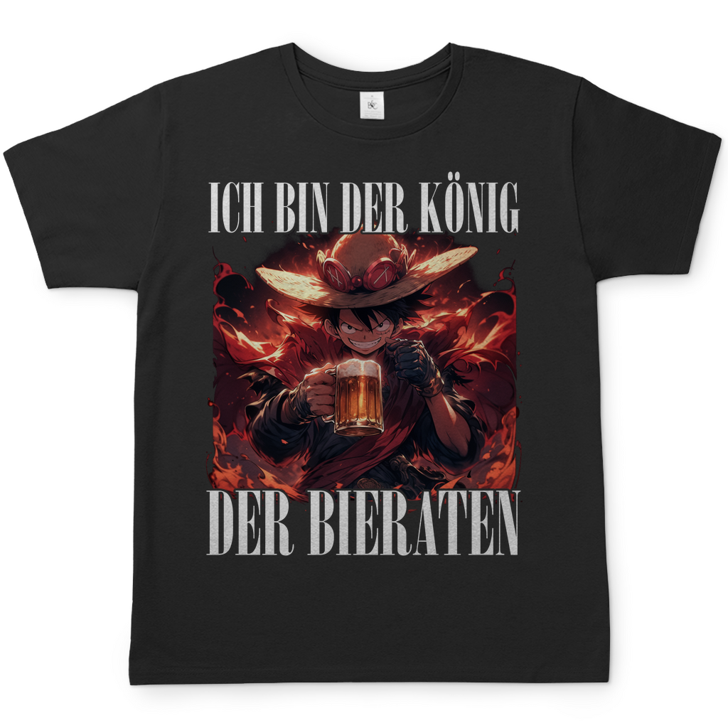 König der Bieraten Herren Shirt mit One Piece Ruffy in Schwarz