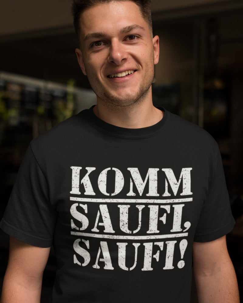 Herren T-Shirt Kommt Saufi Saufi Bier-Shirt Spruch Geschenk Bio Baumwolle