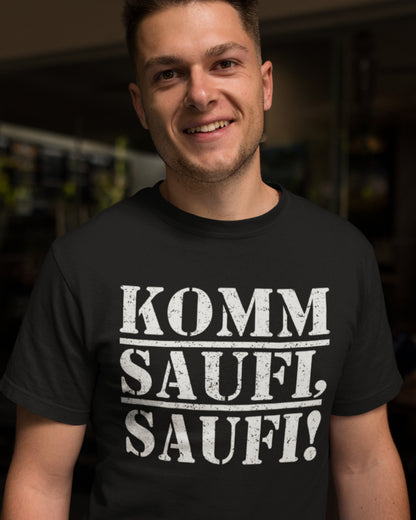 Herren T-Shirt Kommt Saufi Saufi Bier-Shirt Spruch Geschenk Bio Baumwolle