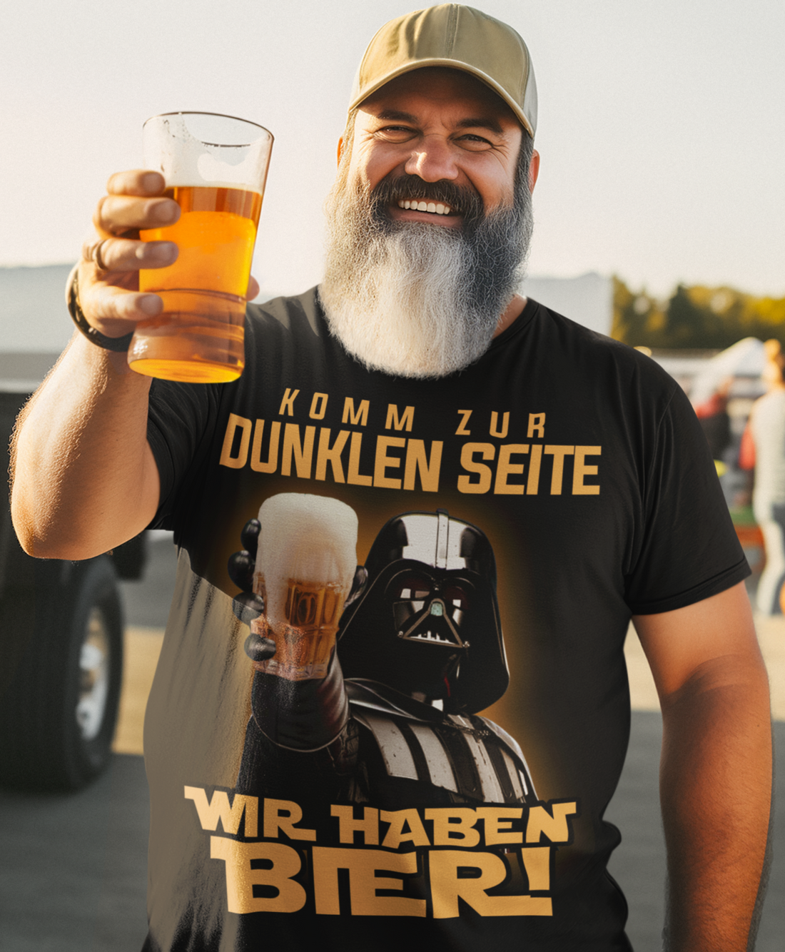 Komm zur dunklen Seite wir haben Bier! Vader - Herren Premium Bio T-Shirt
