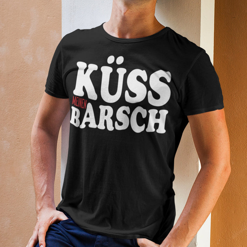 Herren T-Shirt Küss meinen Barsch Angler Shirt Bio Baumwolle