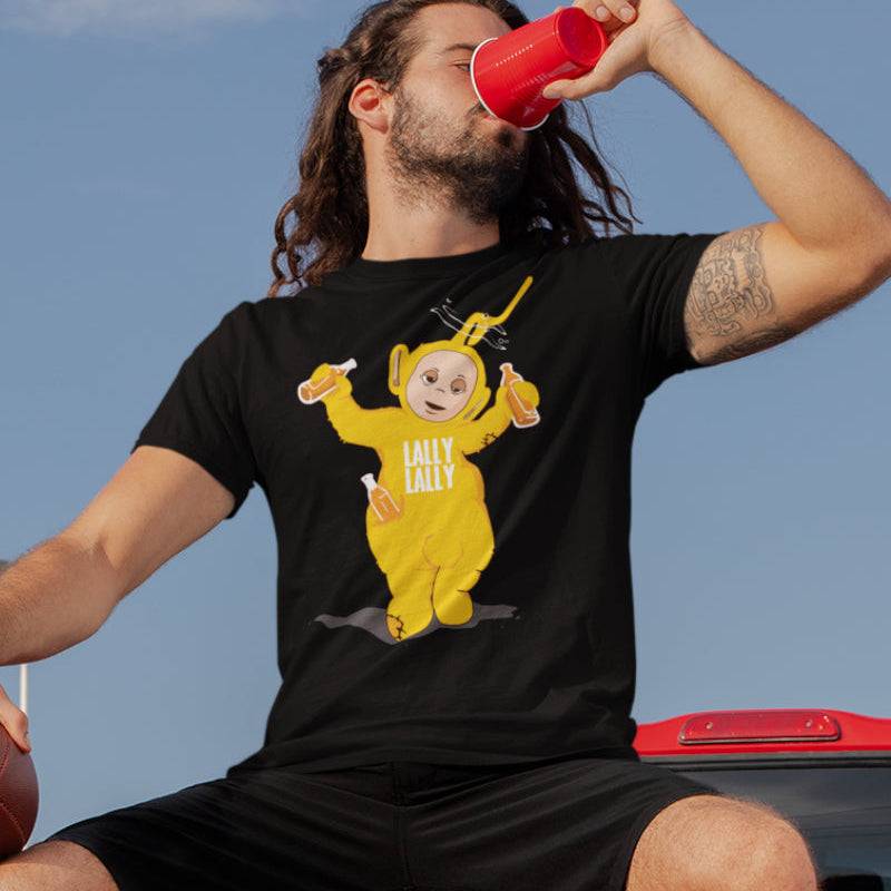 Lally Lally Shirt Herren – Lustige Suff Teletubbie Laa Laa Parodie mit Alkohol