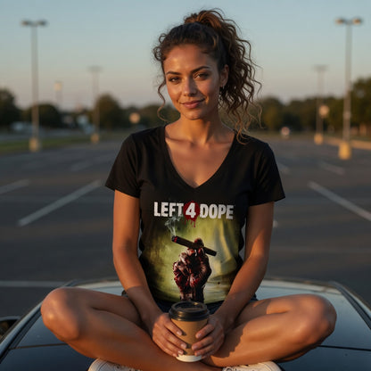 Left 4 Dope Left 4 Dead Zombie Joint Weed - Damen V-Neck T-Shirt