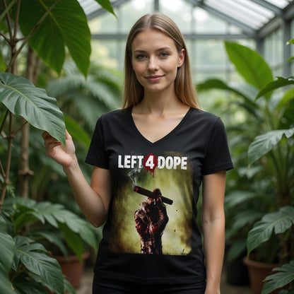 Left 4 Dope Left 4 Dead Zombie Joint Weed - Damen V-Neck T-Shirt