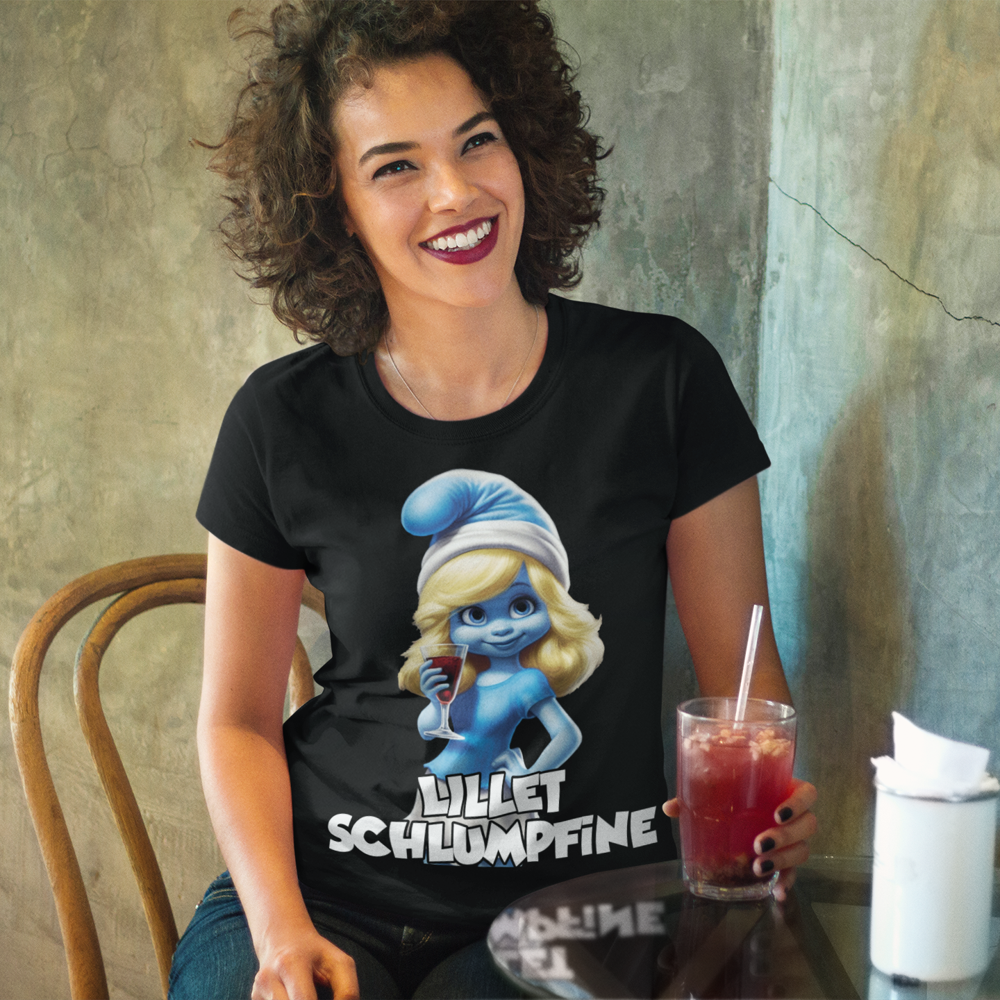 Lillet Schlumpfine Grafik - Damen Premium Bio T-Shirt