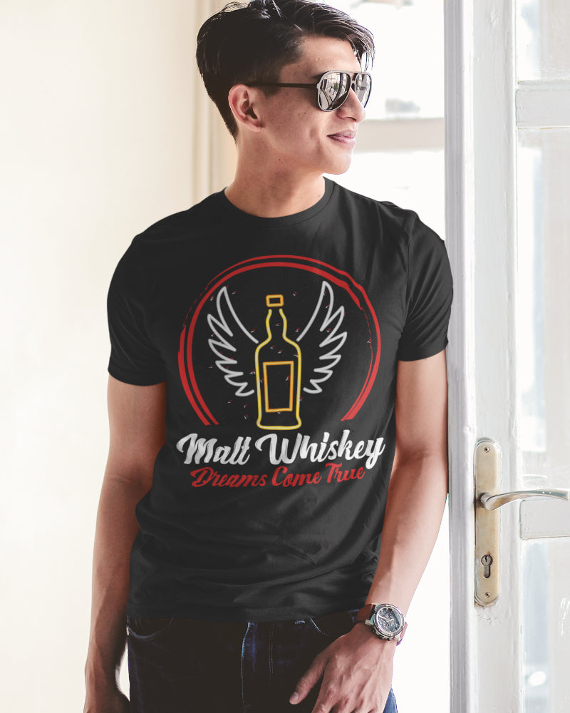Premium Herren Bio T-Shirt Malt Whiskey Dreams Come True Spruch für Whiskeyfans