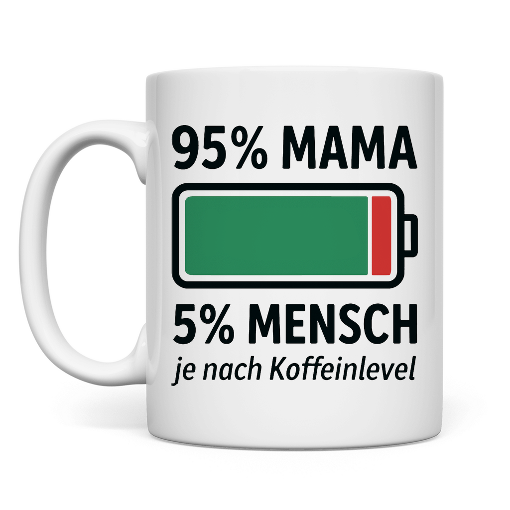 95 % Mama 5 % Mensch je nach Koffeinlevel - Tasse White