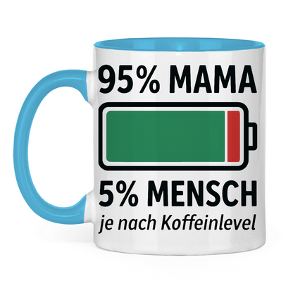 Mama Mensch je nach Koffeinlevel Tasse zweifarbig in hellblau