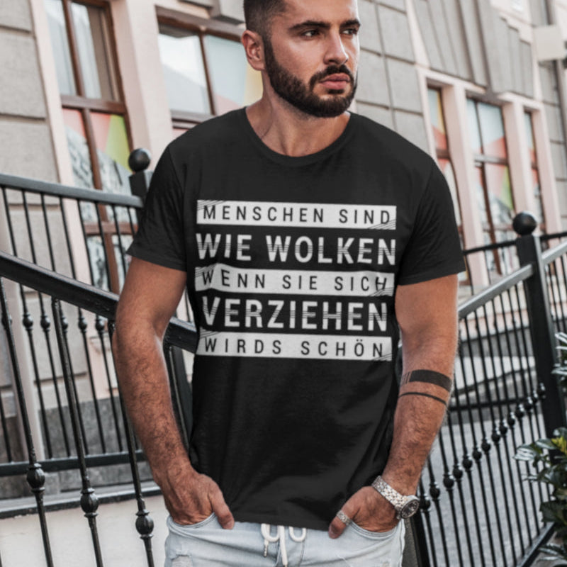 Witziges T Shirt Menschen sind wie Wolken Männer Spruch Funshirt schwarz
