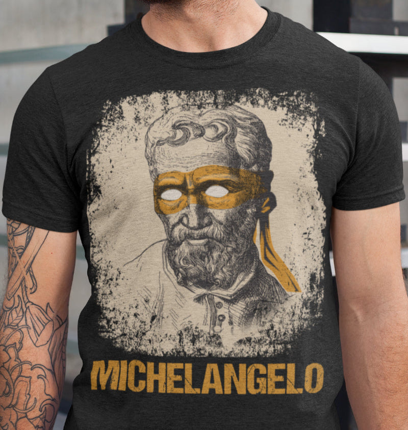 Michelangelo Shirt für Männer – Künstler trifft Ninja Turtle Mashup Retro Look