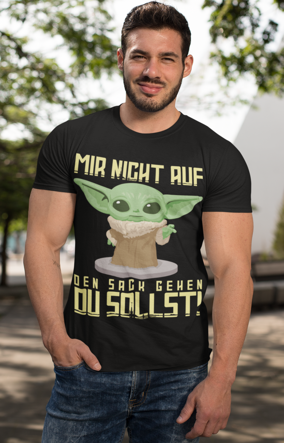 Mir nicht auf den Sack gehen du sollst Baby Yoda Grogu - Herren Premium Bio T-Shirt