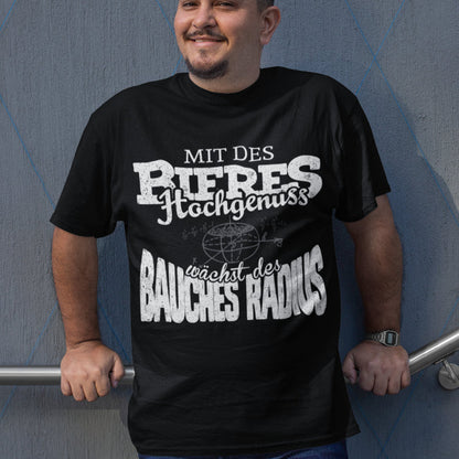 Lustiges Männer T-Shirt mit Spruch über Bier und Bierbauch zum Schmunzeln