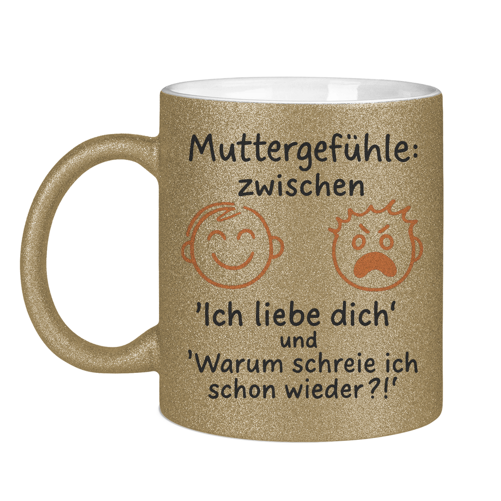 Zwischen Ich liebe dich &amp; Warum schreie ich schon wieder - Glitzertasse Dark Gold Glitter One size