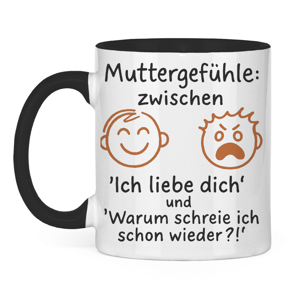 Zwischen Ich liebe dich &amp; Warum schreie ich schon wieder - Tasse zweifarbig Black