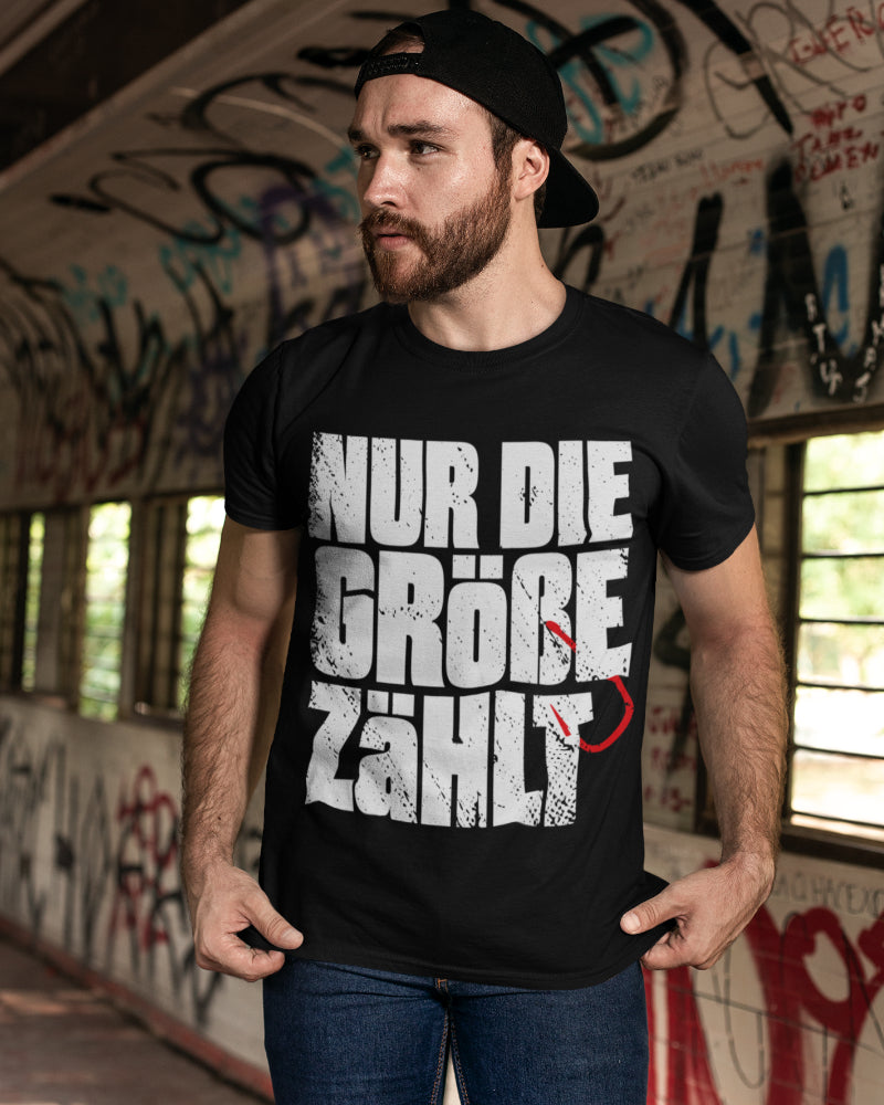 Nur die Größe zählt Shirt Männer – Lustiges Angler Fun Spruch Geschenk Angeln