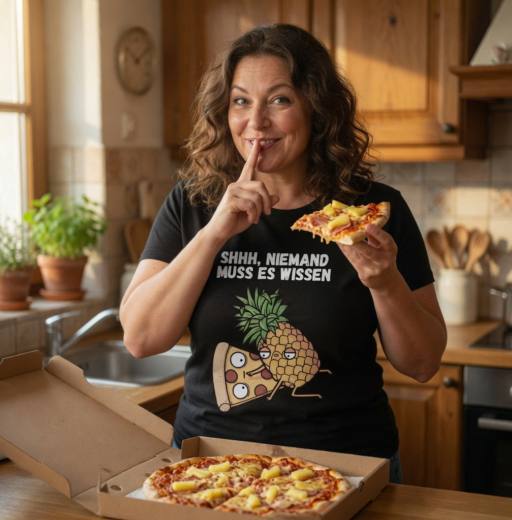 Pizza Hawaii Shhh niemand muss es wissen - Damen Premium Bio T-Shirt