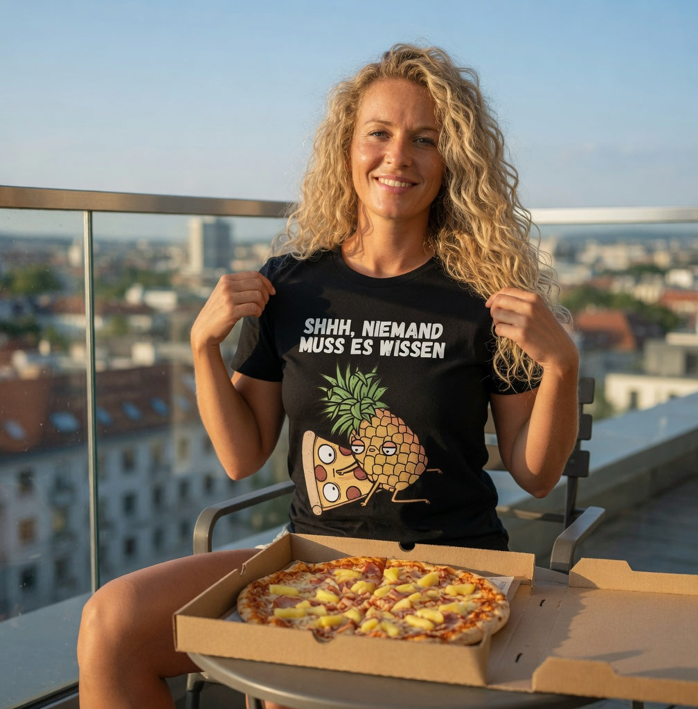 Pizza Hawaii Shhh niemand muss es wissen - Damen Premium Bio T-Shirt