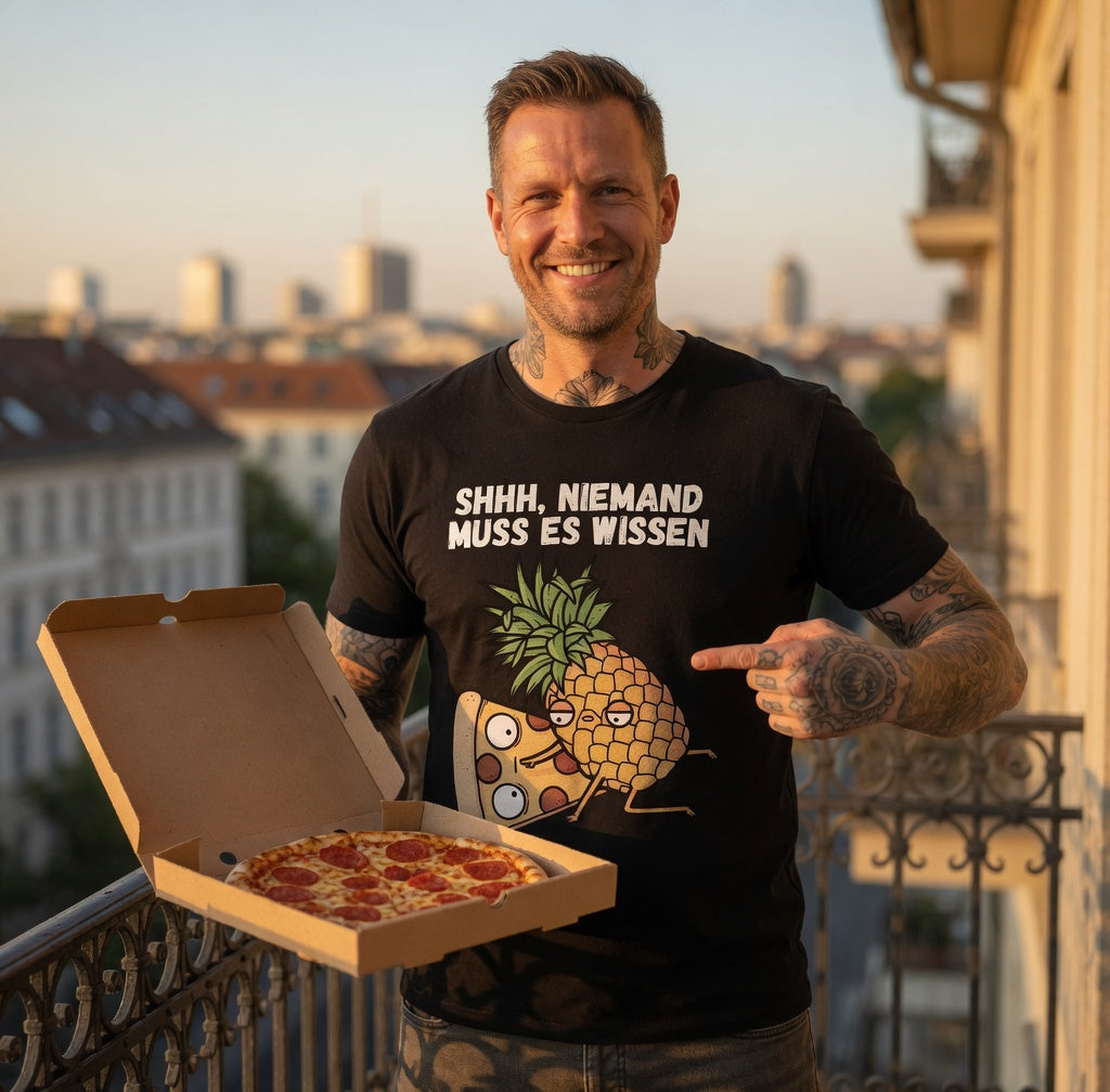 Pizza Hawaii Shhh niemand muss es wissen - Herren T-Shirt