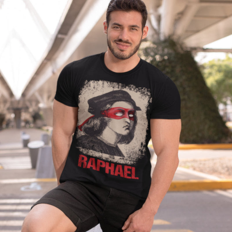 Raphael Shirt für Herren – Renaissance Künstler mit Ninja Turtle Maske Retro