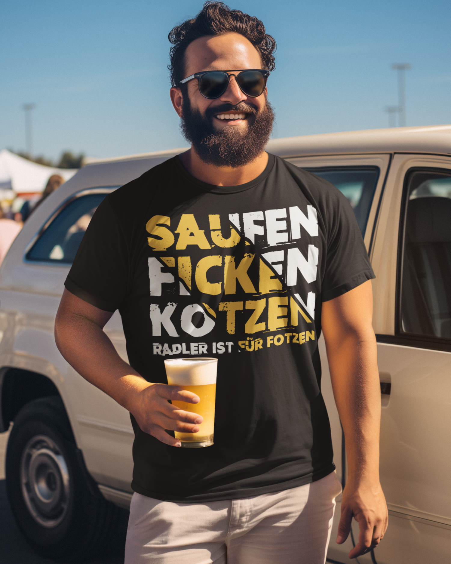 Saufen Ficken Kotzen Radler ist für Fotzen - Herren Premium Bio T-Shirt