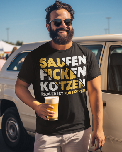 Saufen Ficken Kotzen Radler ist für Fotzen - Herren Premium Bio T-Shirt