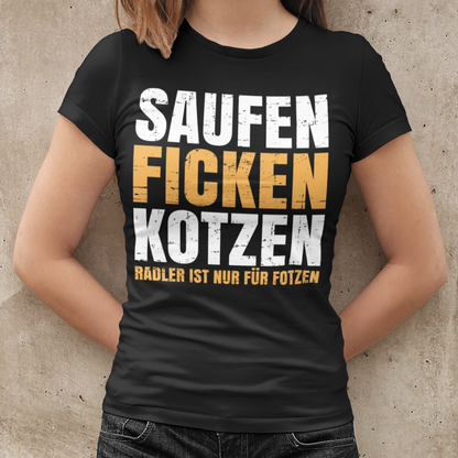 Saufen Ficken Kotzen Radler ist für Fotzen - Damen Premium Bio T-Shirt