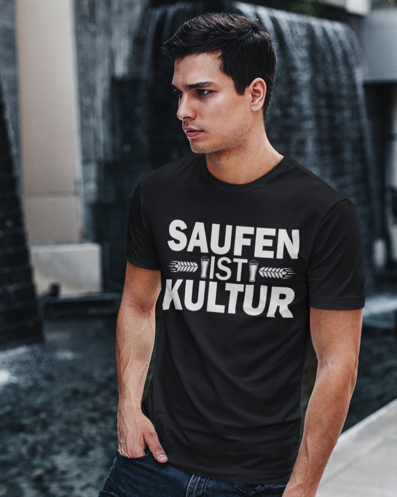Trinkshirt Spruch Saufen ist Kultur Herren Geschenk Lustiges Party T-Shirt