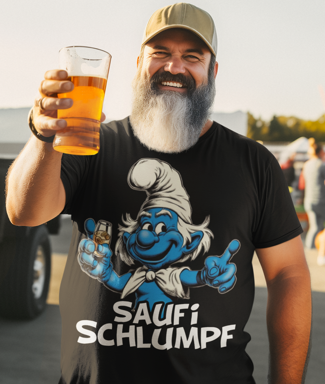 Saufi Schlumpf - Herren Premium Bio T-Shirt