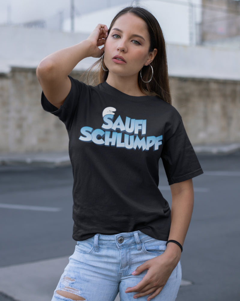 Trink Shirt Damen mit Saufi Schlumpf Motiv – Lustige Geschenkidee